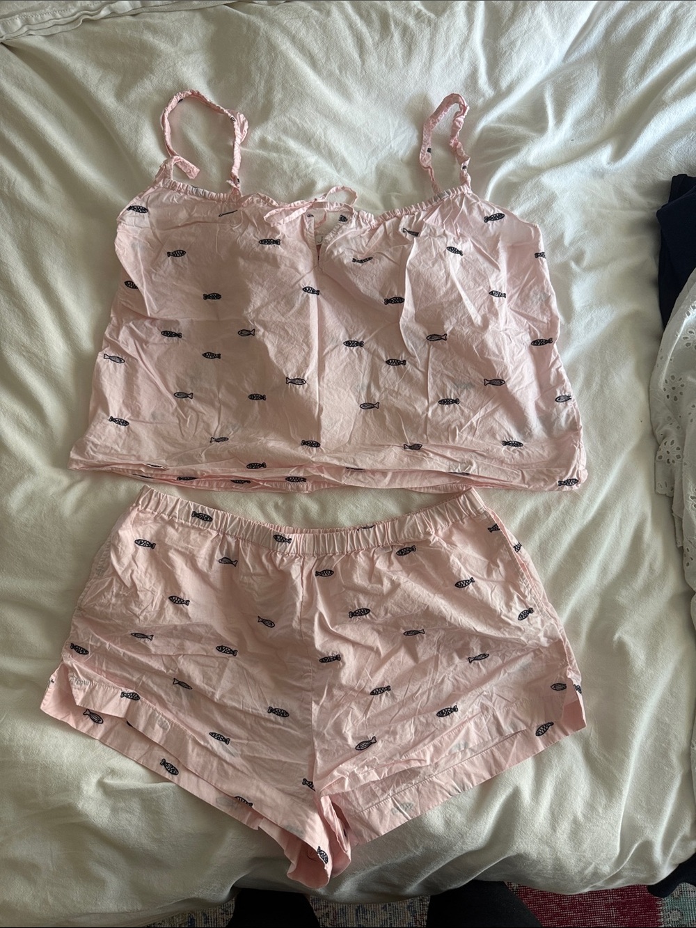 J. Crew Pink Printed Cotton Pajama Cami & Shorts Set